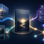 Source content branching into clips, written posts, resized visuals, and distribution channels